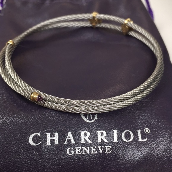 Charriol Cable 18K Gold Diamond Station Bracelet - Picture 2 of 8